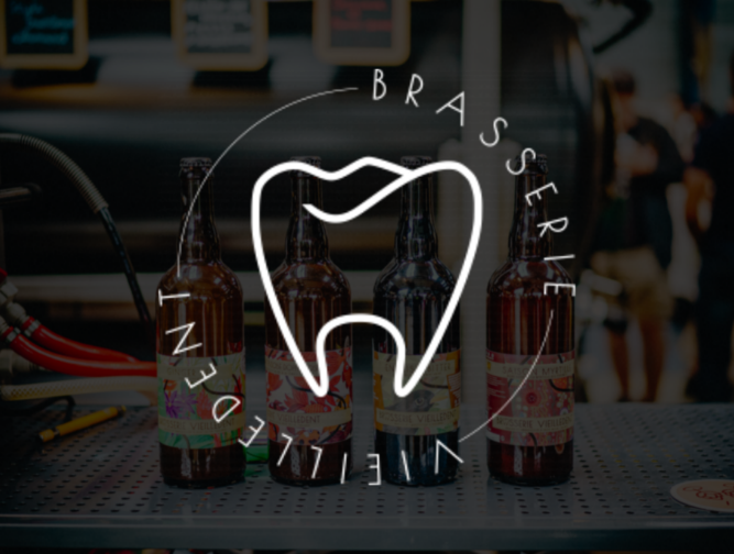 logo brasserie vieille dent sur un fond flouter